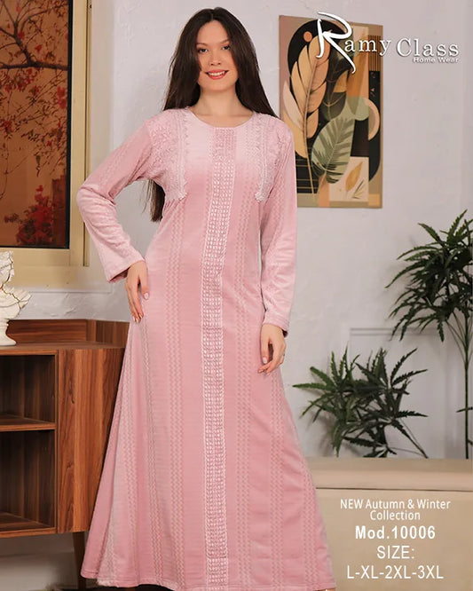 جلابية شتوي قطيفة فاخرة بأكمام طويلة – موديل 10006 من Ramy Class