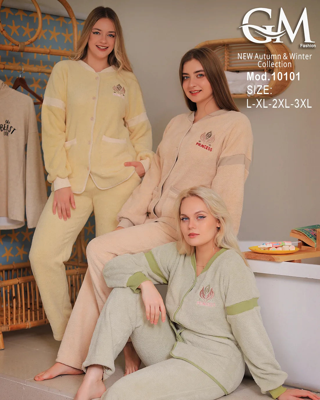 بيجامة شتوي حريمي قطيفة ناعمة – موديل 10101 | GM Fashion