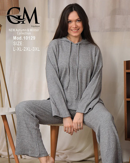 بيجامة شتوي حريمي بكابيشون – موديل 10129 | GM Fashion