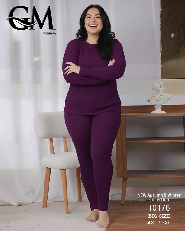 بيجامة دفاية حريمي مقاسات خاصة GM Fashion موديل 10176 | بيج سايز شتوي ضيق