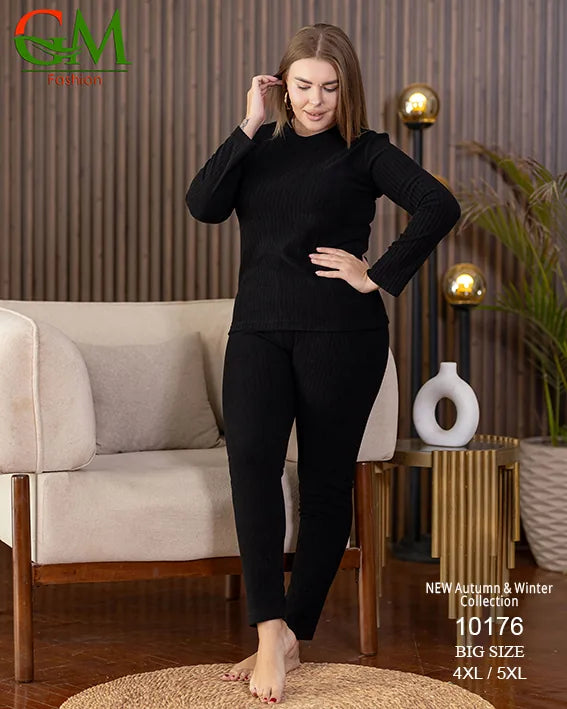 بيجامة دفاية حريمي مقاسات خاصة GM Fashion موديل 10176 | بيج سايز شتوي ضيق