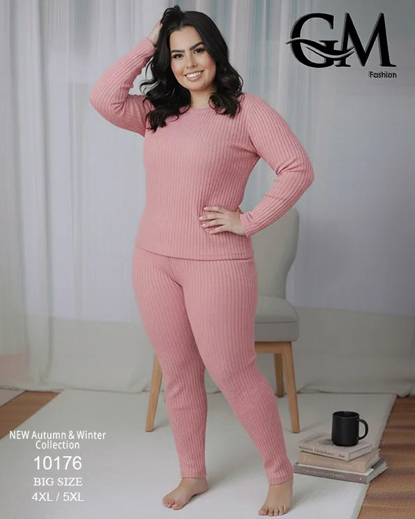 بيجامة دفاية حريمي مقاسات خاصة GM Fashion موديل 10176 | بيج سايز شتوي ضيق