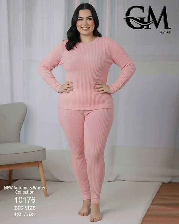 بيجامة دفاية حريمي مقاسات خاصة GM Fashion موديل 10176 | بيج سايز شتوي ضيق