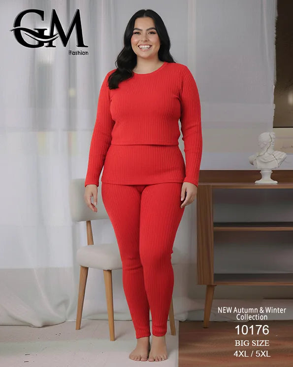 بيجامة دفاية حريمي مقاسات خاصة GM Fashion موديل 10176 | بيج سايز شتوي ضيق