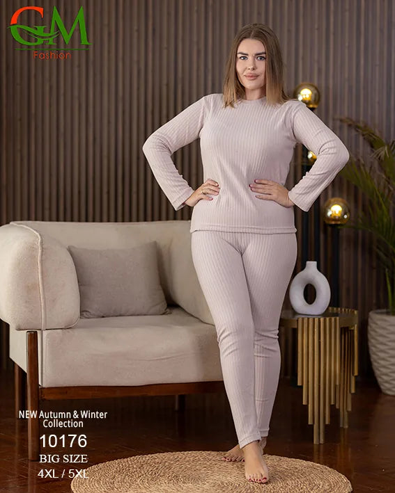 بيجامة دفاية حريمي مقاسات خاصة GM Fashion موديل 10176 | بيج سايز شتوي ضيق