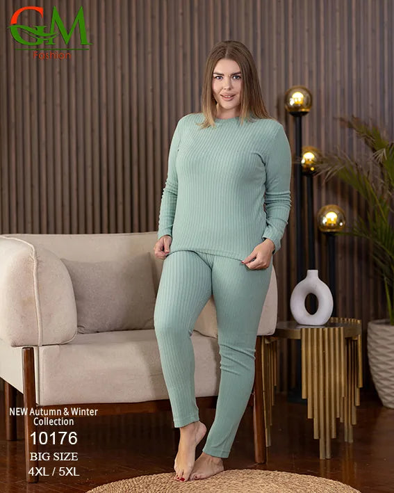 بيجامة دفاية حريمي مقاسات خاصة GM Fashion موديل 10176 | بيج سايز شتوي ضيق