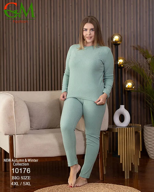 بيجامة دفاية حريمي مقاسات خاصة GM Fashion موديل 10176 | بيج سايز شتوي ضيق