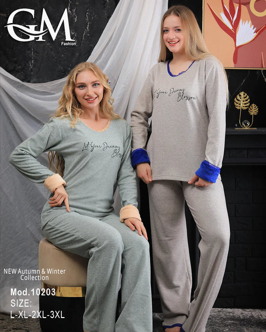 بيجامة شتوي قطن حريمي – موديل 10203 | GM Fashion