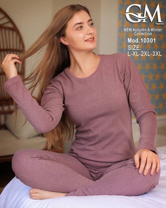 طقم بيجامة شتوي نسائي GM Fashion | موديل 10301 بـ 6 ألوان