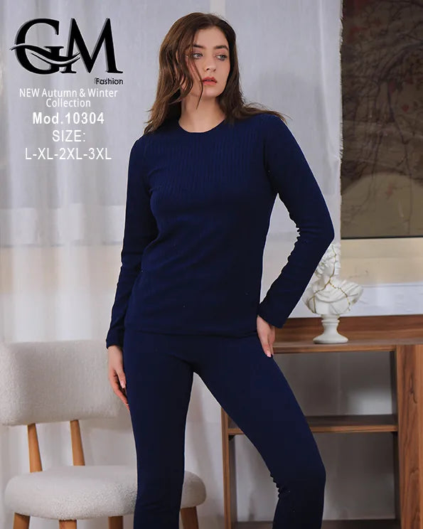بيجامة دفاية حريمي GM Fashion موديل 10304 | بيجامة شتوي ضيقة للتدفئة