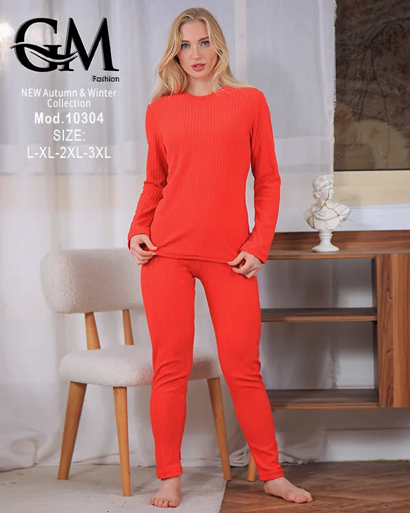 بيجامة دفاية حريمي GM Fashion موديل 10304 | بيجامة شتوي ضيقة للتدفئة