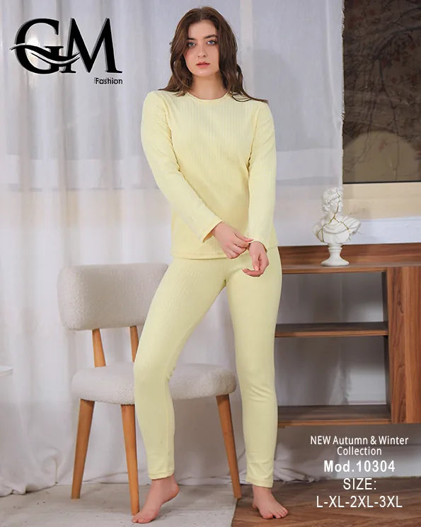 بيجامة دفاية حريمي GM Fashion موديل 10304 | بيجامة شتوي ضيقة للتدفئة