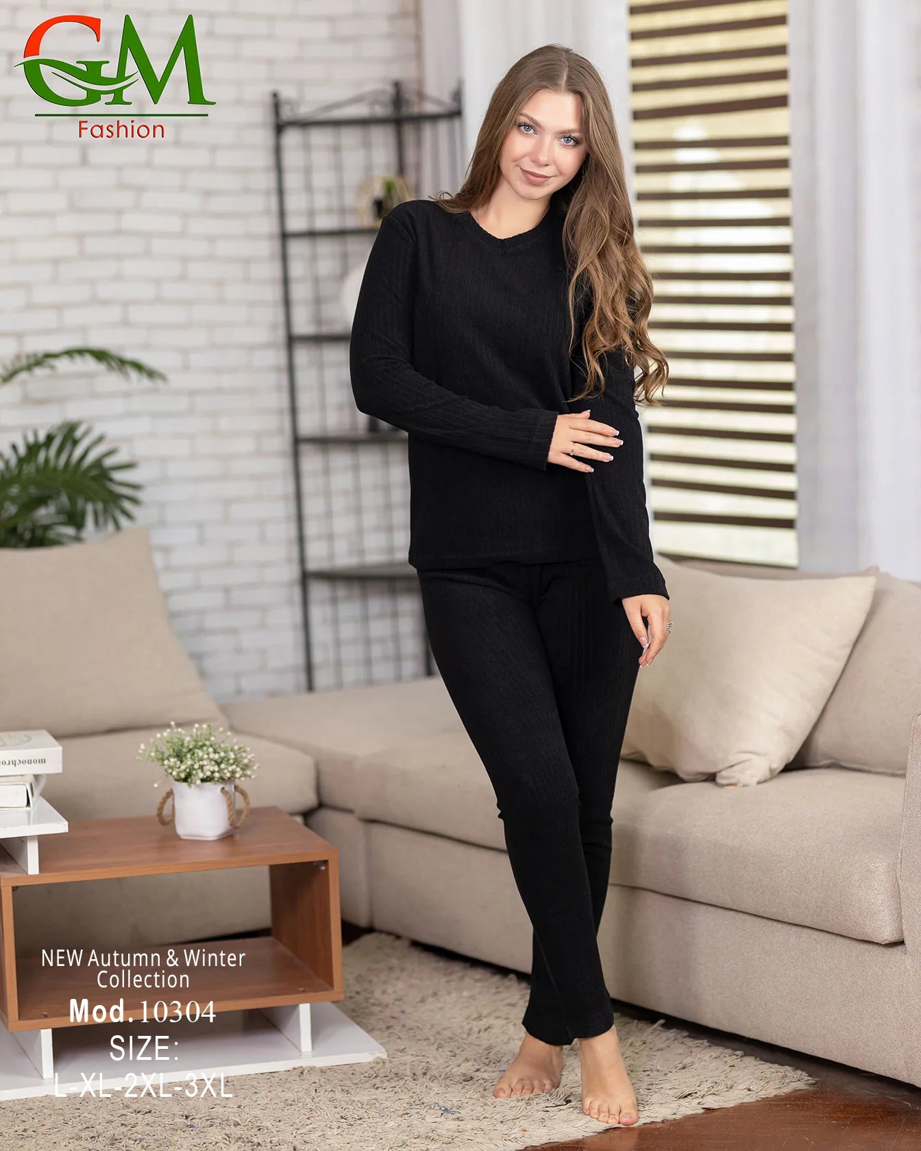 بيجامة دفاية حريمي GM Fashion موديل 10304 | بيجامة شتوي ضيقة للتدفئة