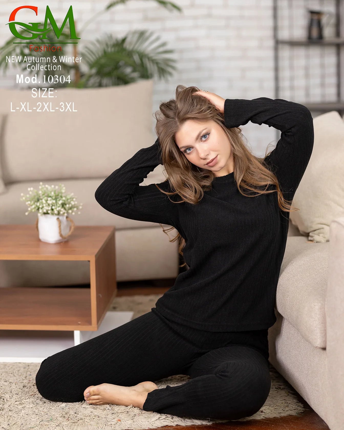 بيجامة دفاية حريمي GM Fashion موديل 10304 | بيجامة شتوي ضيقة للتدفئة