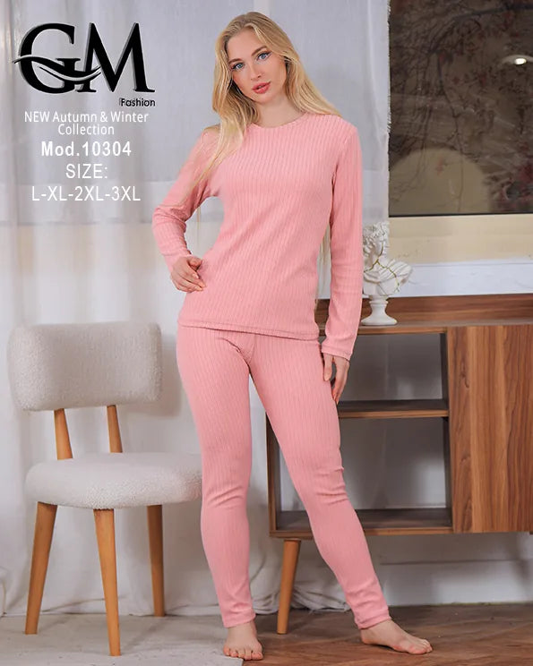 بيجامة دفاية حريمي GM Fashion موديل 10304 | بيجامة شتوي ضيقة للتدفئة