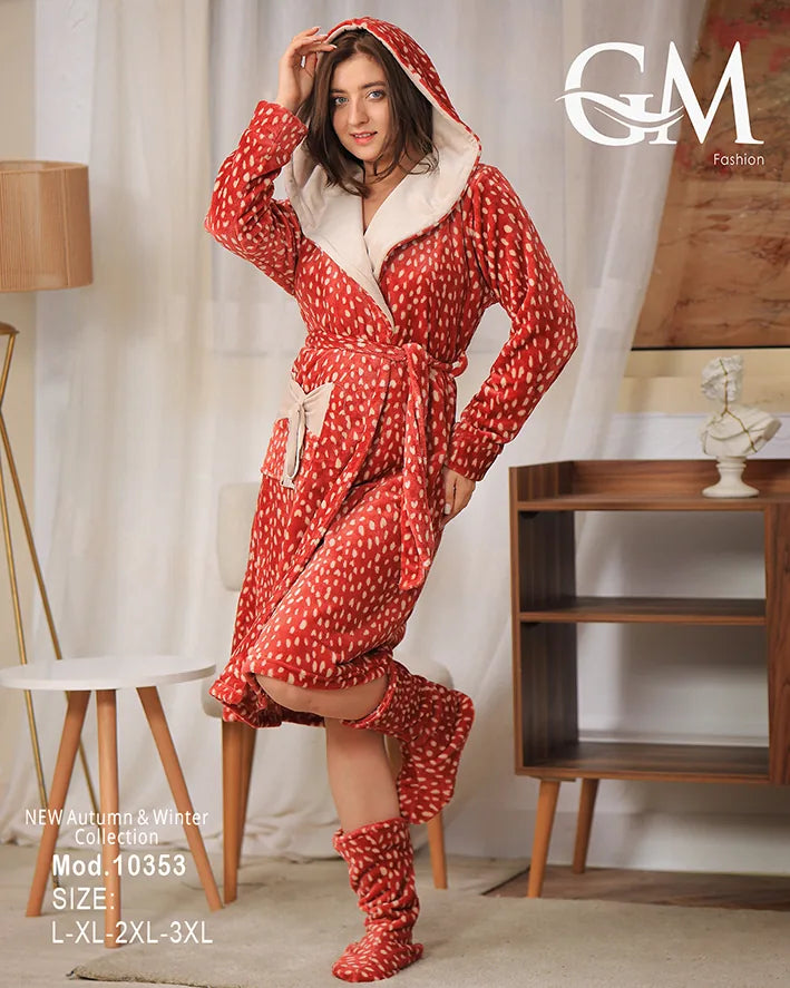 روب شتوي نسائي GM Fashion | موديل 10353 بطبعة مميزة