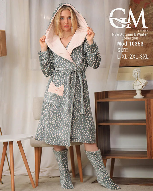روب شتوي نسائي GM Fashion | موديل 10353 بطبعة مميزة