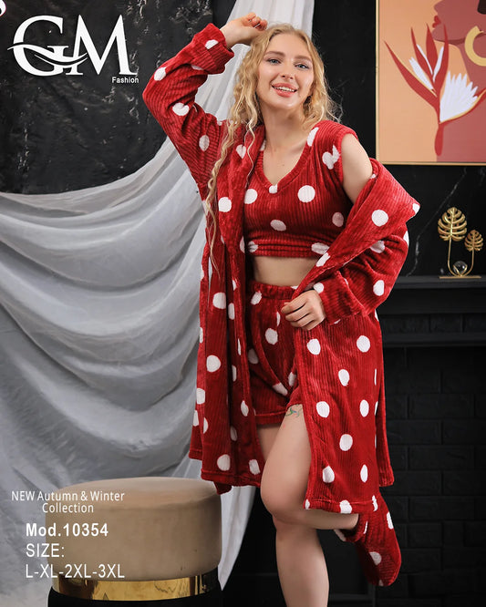 طقم بيجامة شتوية نسائية GM Fashion | موديل 10354 من 4 قطع