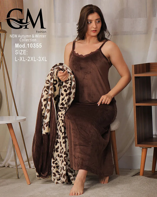 روب شتوي ناعم مع لانجري داخلي – موديل 10355 – GM Fashion – مقاسات حتى 3XL