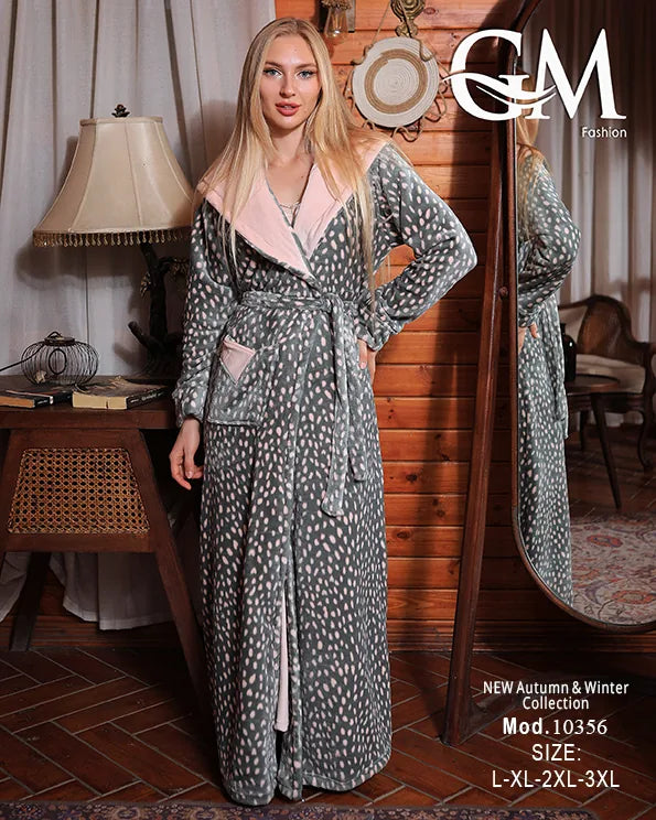 طقم روب قطيفة شتوي ناعم للسيدات – موديل 10356 | GM Fashion