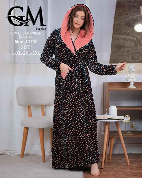 طقم روب قطيفة شتوي ناعم للسيدات – موديل 10356 | GM Fashion