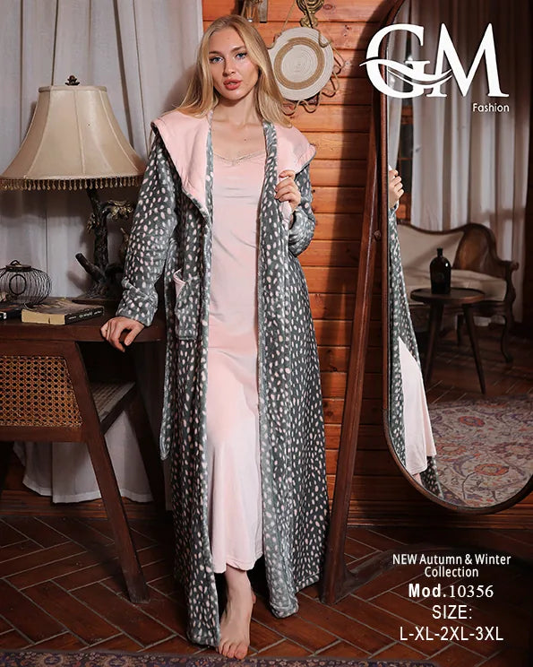طقم روب قطيفة شتوي ناعم للسيدات – موديل 10356 | GM Fashion