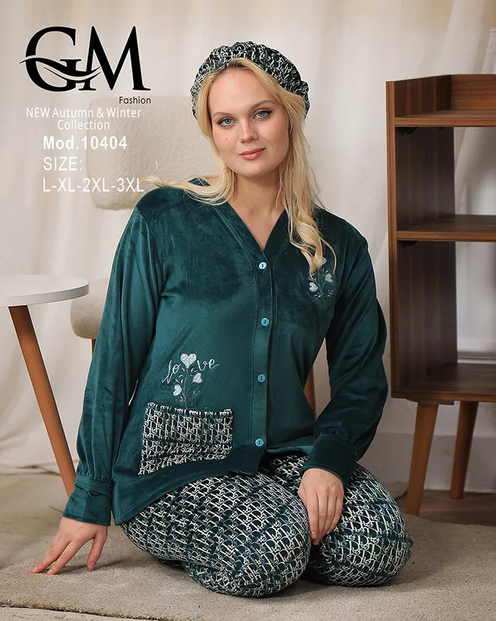 طقم بيجامة شتوي نسائية GM Fashion | موديل 10404 بتصميم جاكيت