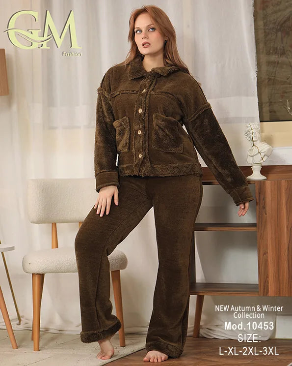 بيجامة شتوي حريمي قطيفة ناعمة | موديل 10453 | GM Fashion