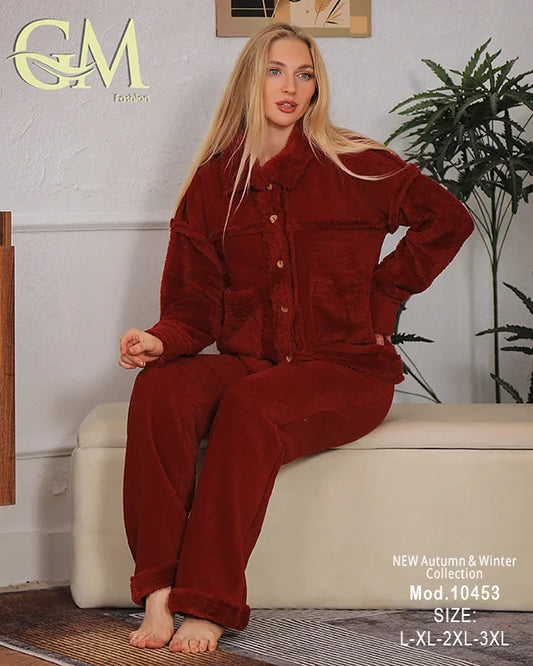 بيجامة شتوي حريمي قطيفة ناعمة | موديل 10453 | GM Fashion
