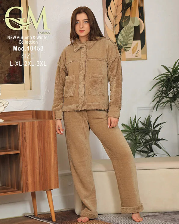 بيجامة شتوي حريمي قطيفة ناعمة | موديل 10453 | GM Fashion