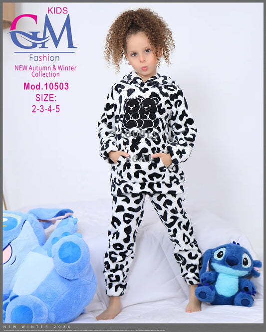 طقم شتوي فرو للأطفال بناتي ببطبطة - هودي وبنطلون | موديل 10503 | GM Kids