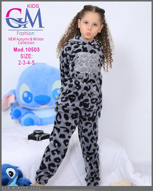 طقم شتوي فرو للأطفال بناتي ببطبطة - هودي وبنطلون | موديل 10503 | GM Kids