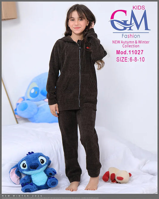 طقم بيجامة بناتي شتوي GM Kids | موديل 11027 بطبعة لطيفة