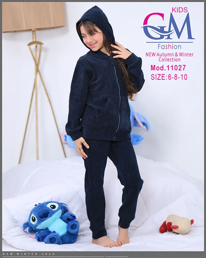 طقم بيجامة بناتي شتوي GM Kids | موديل 11027 بطبعة لطيفة