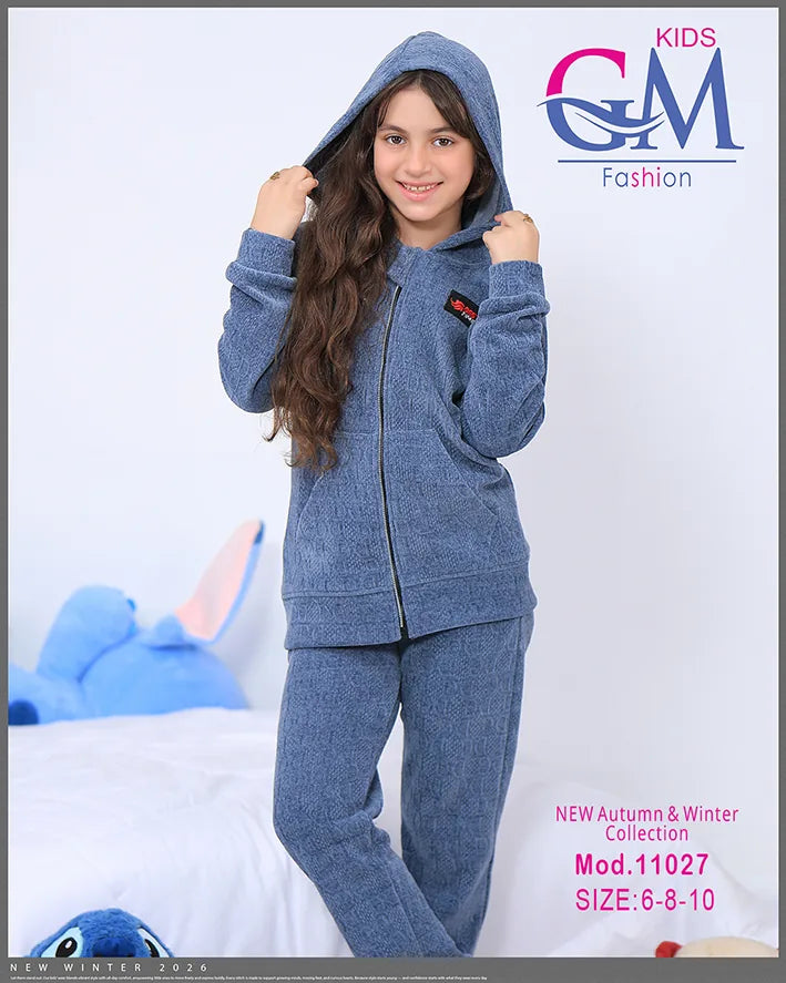 طقم بيجامة بناتي شتوي GM Kids | موديل 11027 بطبعة لطيفة