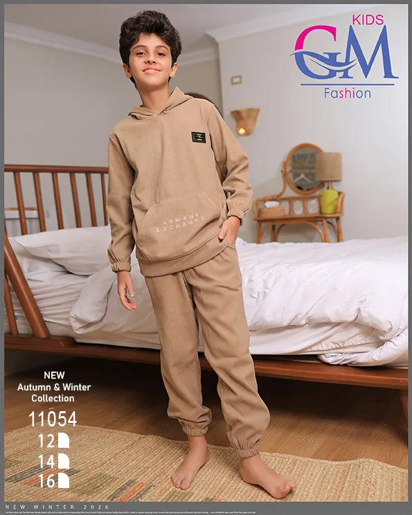 ترنج أولادي مبطن بالقطيفة GM Kids موديل 11054 | طقم شتوي ثقيل للبرد