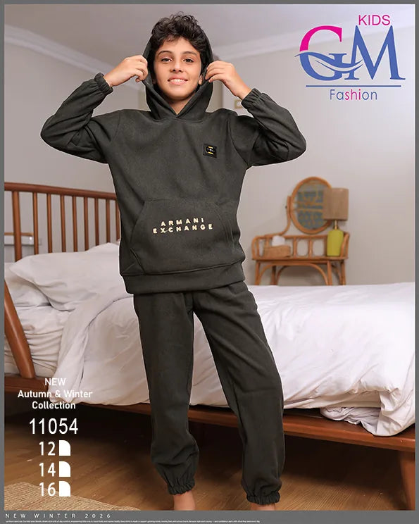 ترنج أولادي مبطن بالقطيفة GM Kids موديل 11054 | طقم شتوي ثقيل للبرد