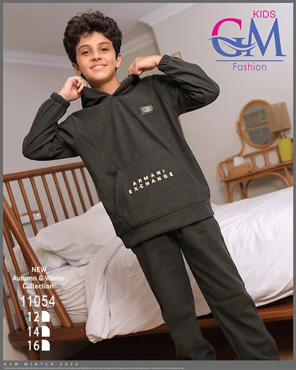 ترنج أولادي مبطن بالقطيفة GM Kids موديل 11054 | طقم شتوي ثقيل للبرد