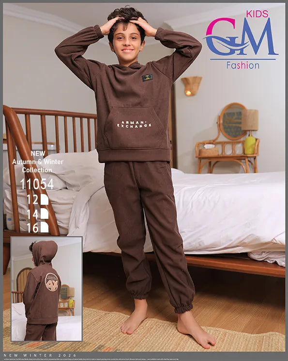 ترنج أولادي مبطن بالقطيفة GM Kids موديل 11054 | طقم شتوي ثقيل للبرد