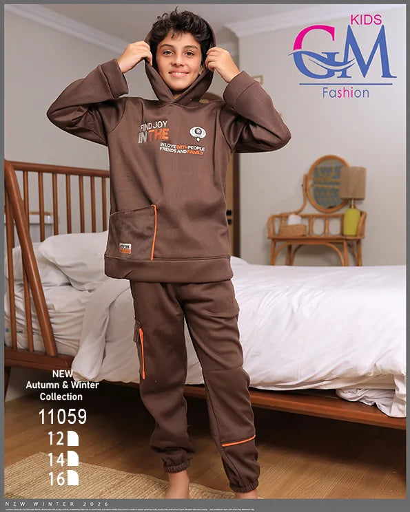 ترنج شتوي ميلتون بقبعة أولادي | GM Kids | موديل 11059