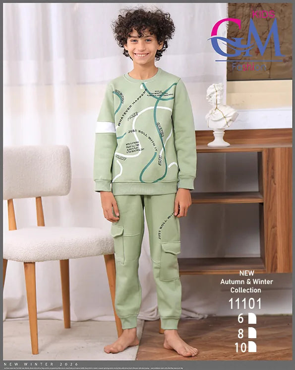11101 – ترنج أولادي شتوي برسومات عصرية – GM Kids – مقاسات 6 حتى 10 سنوات