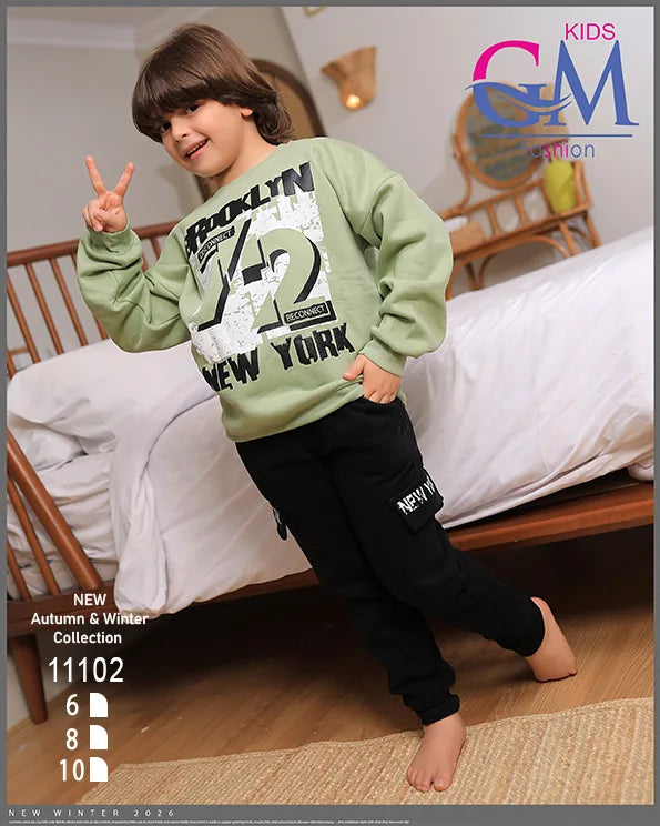 ترنج أولادي قطن شتوي برسمة BROOKLYN | موديل 11102 | GM Kids