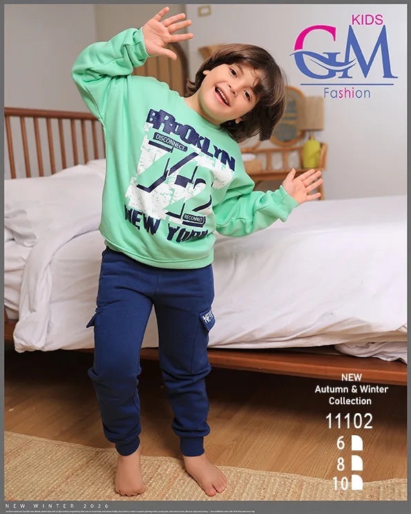 ترنج أولادي قطن شتوي برسمة BROOKLYN | موديل 11102 | GM Kids