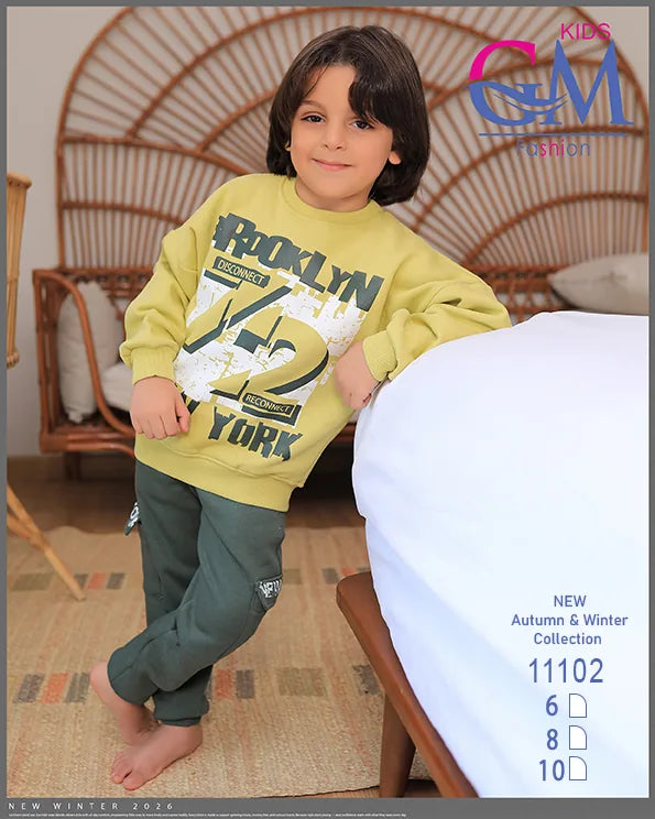 ترنج أولادي قطن شتوي برسمة BROOKLYN | موديل 11102 | GM Kids