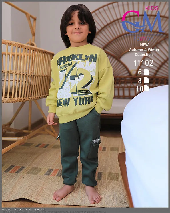 ترنج أولادي قطن شتوي برسمة BROOKLYN | موديل 11102 | GM Kids
