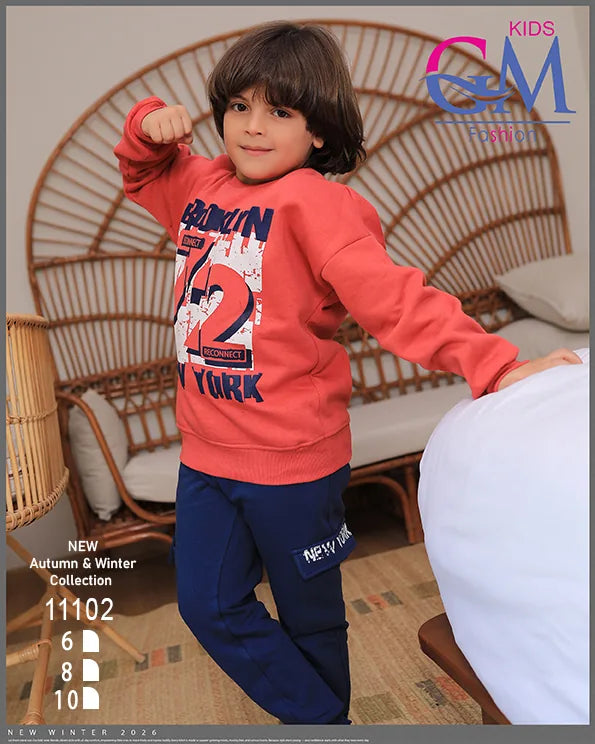 ترنج أولادي قطن شتوي برسمة BROOKLYN | موديل 11102 | GM Kids