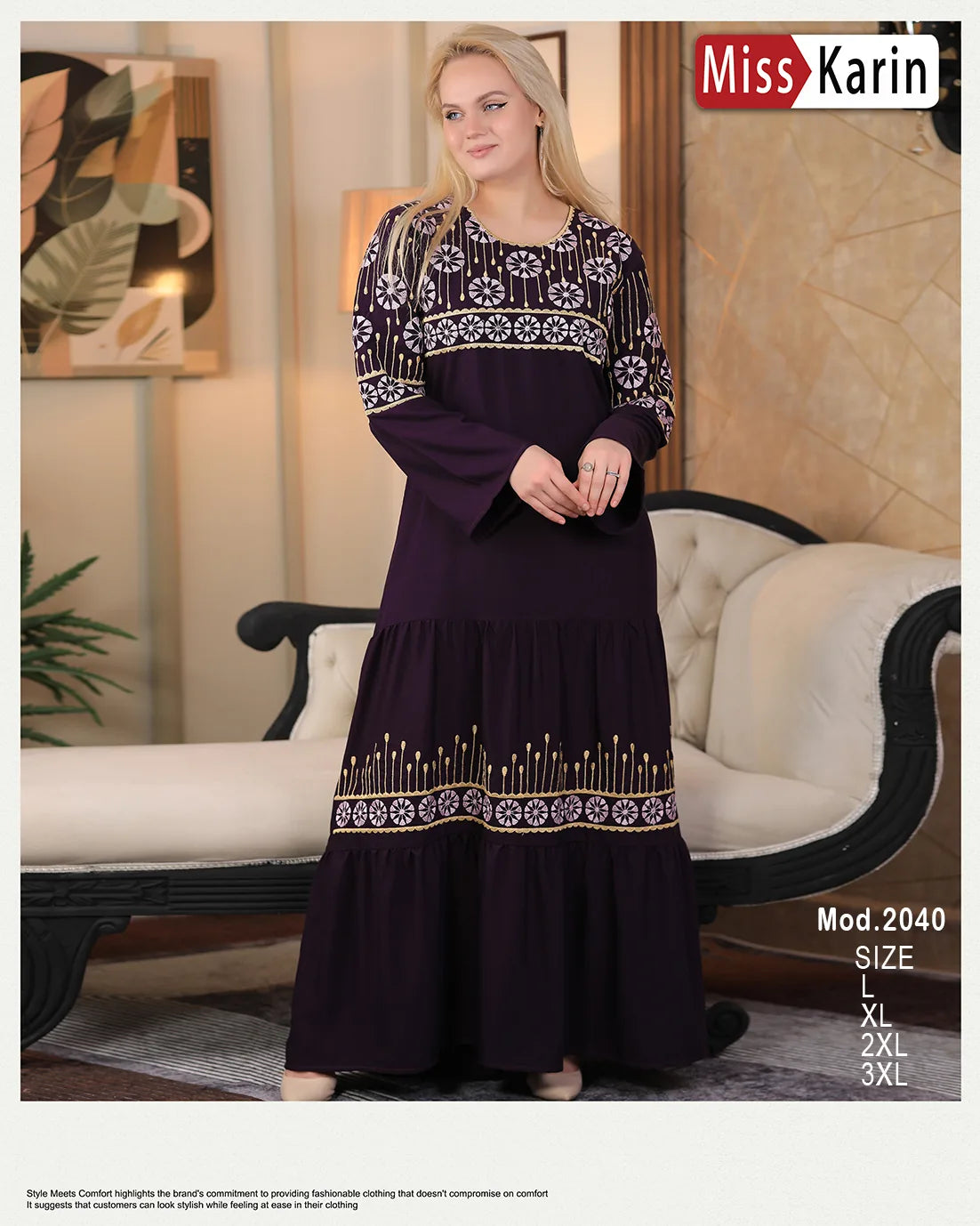 عباية استقبال تطريز شرقي – موديل 2040 من Miss Karin