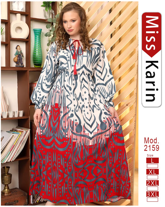 جلابية استقبال بطبعة شرقية – موديل 2159 من Miss Karin