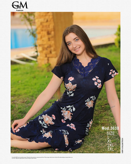 فستان قطن صيفي مطبوع – موديل 3638 من GM Fashion