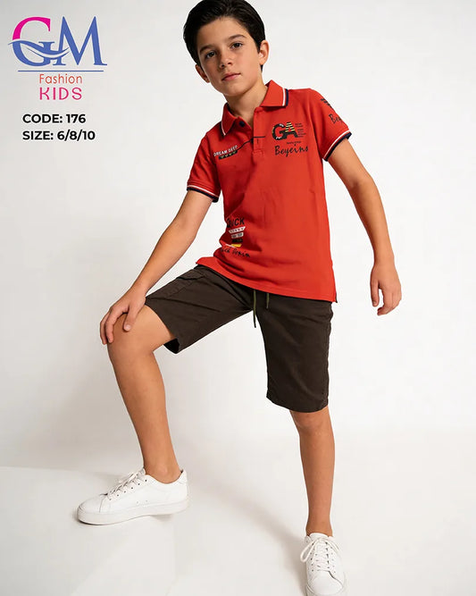 طقم أولادي صيفي بولو وشورت كاجوال للأطفال – GM Fashion Kids موديل 176